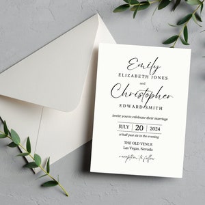 Minimalist Black and White Wedding Invitation Suite EDITABLE TEMPLATE