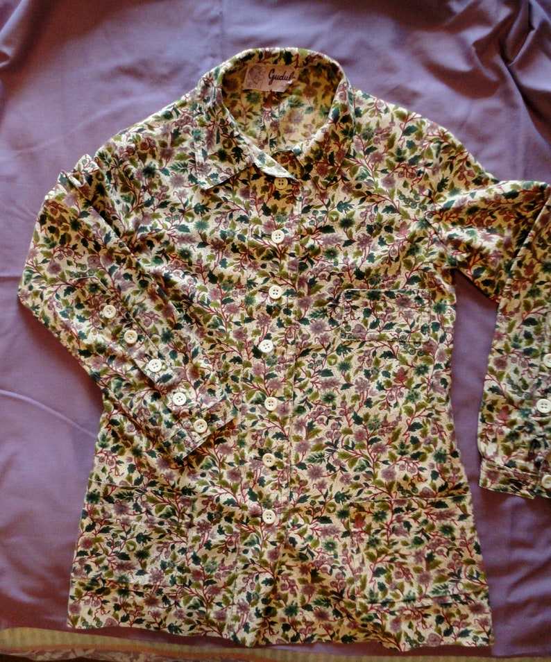 Floral LinenCotton VGC. Original Vintage GUDULE Boutique Paris Ladies French JacketShirt