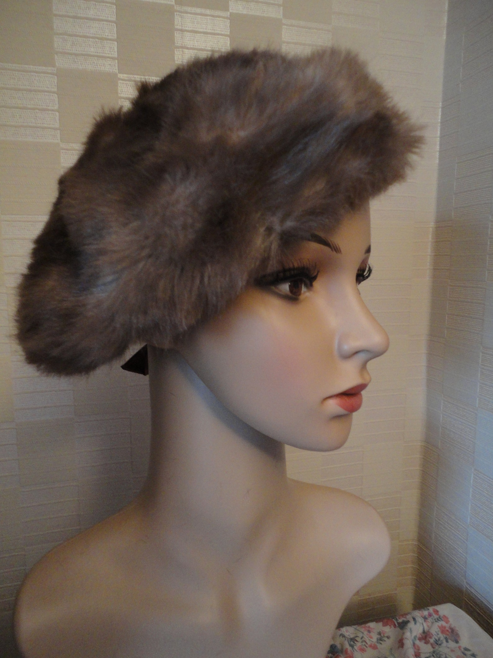 faux fur beret hat