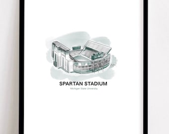 Impresión del Estadio Spartan / Universidad Estatal de Michigan / Impresión de los Spartans