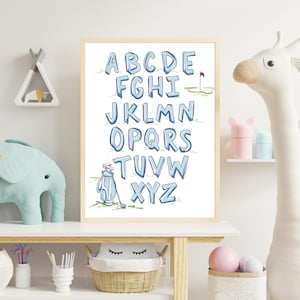 Golf / Alphabet / Nursery Print / Blue, Pink, Green