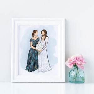 Mother of the Bride Illustration/ Mother of the Groom Illustration with Print