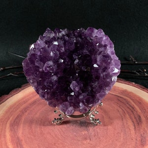S1046 Excellent Natural Flower Round-Shaped Amethyst Cluster Self-Stand AAA Grade Deep Druzy Purple Crystal Quartz Energy Healing Stone Luck