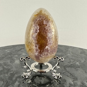S1160 Amazing Natural Druzy Agate Sphere | Amethyst Egg Cave | Purple Sphere Quartz Ball Purple Crystal Quartz Specimens W/Stand Healing