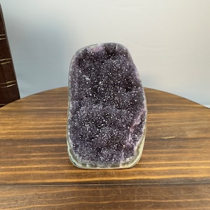 D1137 Specimens Natural Mountain Shaped Black Amethyst Cluster Cut Base Self-Stand Polished Edge Energy Healing Stone