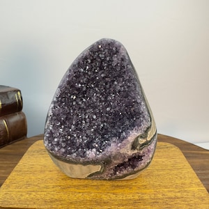 D1124 Natural Amethyst Cluster | Cathedral Amethyst | Mountain Shape Purple Crystal Quartz Cut Base Self-Stand Energy Healing Stones