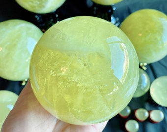 2cm-11cm Excellent AAA Grade Natural Citrine Crystal Sphere Quartz Yellow Crystal Ball Geode Stone, Healing Stone