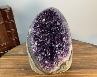 1397 Natural Amethyst Cluster Mountain-Shape | Cathedral Amethyst Druzy Purple Crystal Quartz Polished Edge Energy Healing Geode Stone