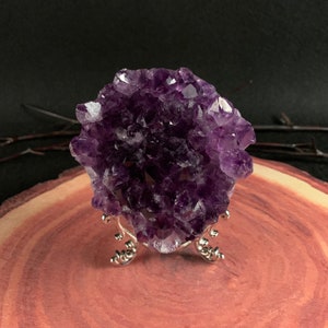 S1039 Excellent Natural Flower Amethyst Cluster Round-Shaped Self-Stand AAA Grade Deep Druzy Purple Crystal Quartz Energy Healing Stone Luck