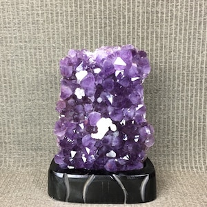 Specimen Rutilated Amethyst Cluster Calcite Flower Formation Purple Crystal Quartz Geode Stone on Stand, Gemstone, Energy, Healing#1522