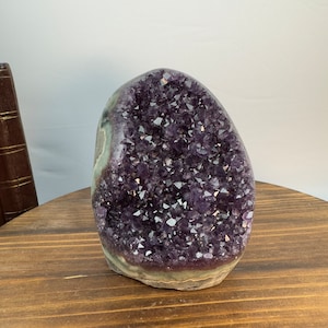 1404 Natural Amethyst Cluster Mountain-Shape | Cathedral Amethyst Druzy Purple Crystal Quartz Polished Edge Energy Healing Geode Stone