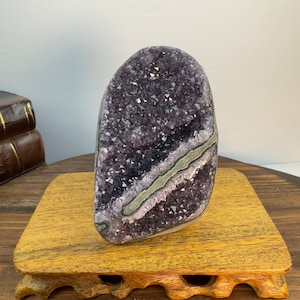 D1136 Natural Jelly Formations Amethyst Cluster Cathedral Amethyst Mountain Shaped Purple Crystal Quartz Polished Edge Energy Healing Stones