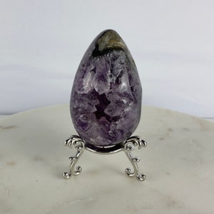 S1150 Amazing Natural Druzy Agate Sphere | Amethyst Egg Cave | Purple Sphere Quartz Ball Purple Crystal Quartz Specimens W/Stand Healing