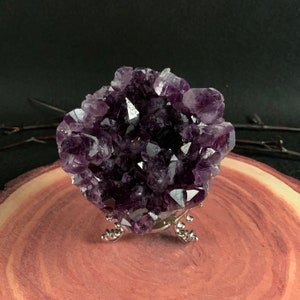 S1042 Excellent Natural Flower Round-Shaped Amethyst Cluster Self-Stand AAA Grade Deep Druzy Purple Crystal Quartz Energy Healing Stone Luck
