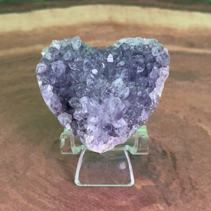 1,7&quot;-1,9&quot; natuurlijke amethist hartcluster geode steen lavendel paars kristalkwarts op standaard energetische helende steen #1114