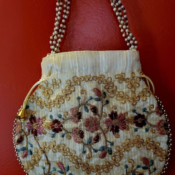 Matka Designer handbags for Women  Potli Bag, Wedding Return Gift,  Handmade Bag, Embroidery Bag, Bridesmaids Gift,Wedding Giveaway, Clutch