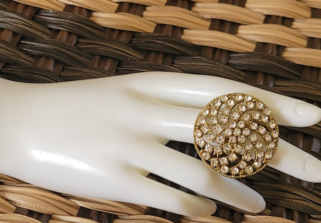 Navaratri Rings Antique Gold Cocktail Ring/adjustable Band Statement Ring, Diamond Ring ...