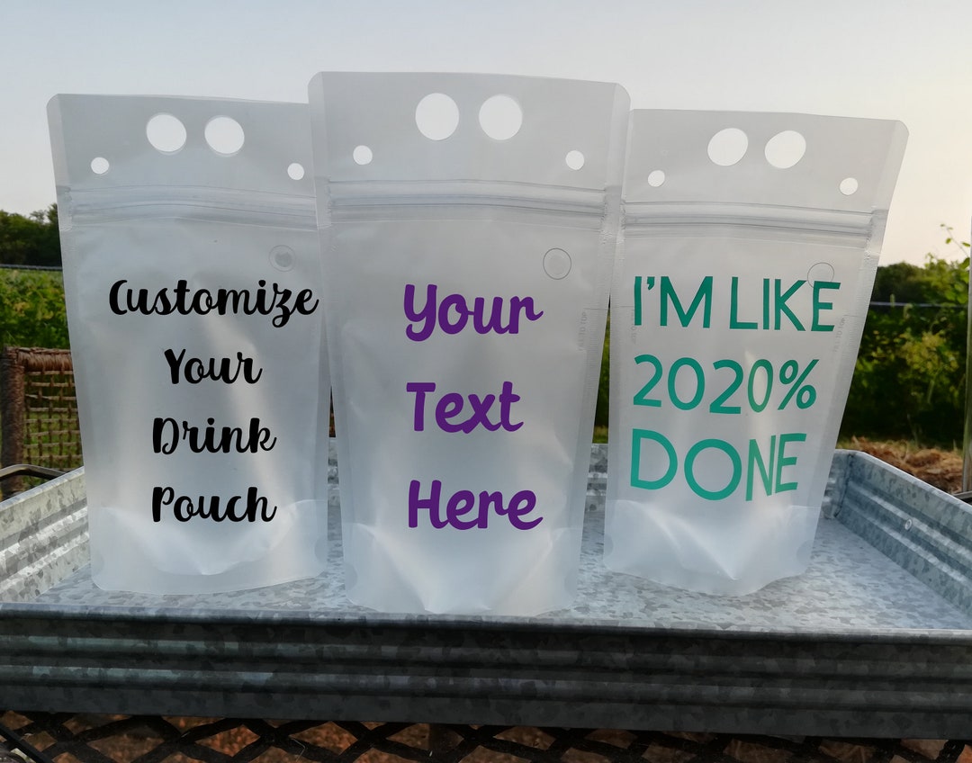 Custom Drink Pouch Reusable Personalized Beverage Pouch Etsy