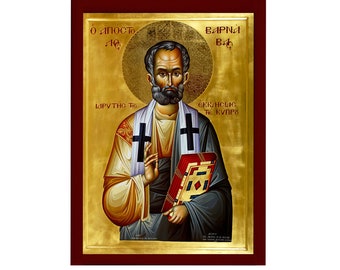 Apostel Barnabas Ikone, handgefertigte griechisch-kyptische Ikone von St. Barnabas, byzantinische Kunst Wandbehang Holztafel, religiöses Geschenk