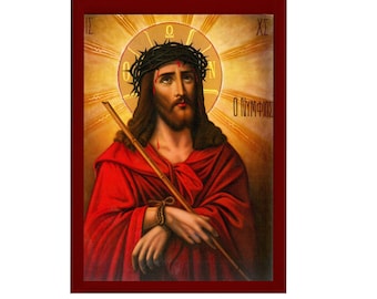 Icona ortodossa di Gesù Cristo Ninfi, sposo, opera d'arte cristiana da parete realizzata a mano su legno, regalo religioso bizantino, decorazione per la casa