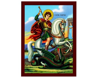 Religious Gifts Saint St George Orthodox Icon Tapestry Banner With Three Bar Crosses 9 3/4 Inch 99 Religious Gifts Saint St George Orthodox Icon Tapestry Banner With Three Bar Crosses 9 3/4 Inch 99