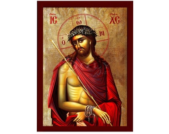 Icona ortodossa di Gesù Cristo Ninfi, sposo, opera d'arte cristiana da parete realizzata a mano su legno, regalo religioso bizantino, decorazione per la casa