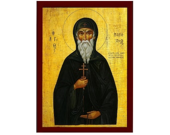 Saint Patapius Orthodox Icon, Handmade Christian Wall Art on Wood, Byzantine Religious Gift, Home Decor