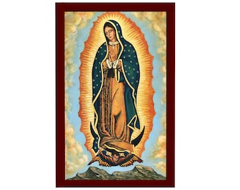 Ícone de Nossa Senhora de Guadalupe, Ícone Católico Artesanal da Virgem Maria de Guadalupe, Mãe de Deus, Theotokos, placa de madeira para pendurar na parede