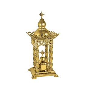 Christian Brass Bronze Handmade Altar Tabernacle, Orthodox Altar Church Tabernacle Monstrance Handmade Pyx Artoforio, religious gift