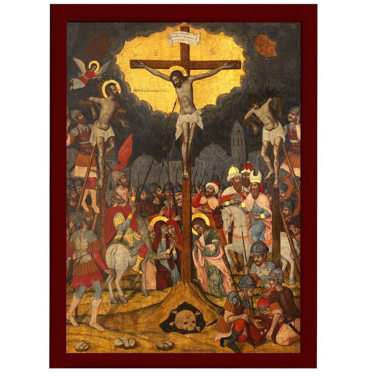 The Crucifixion Icon, Jesus Christ Holy Cross Handmade Greek Orthodox Icon, Byzantine Art Wall Hanging Wood Plaque Icon, Religious Gift - Etsy