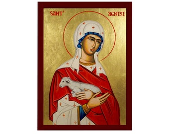 Saint Agnes of Rome Greek Orthodox Byzantine Christian Icon on Wood - Etsy