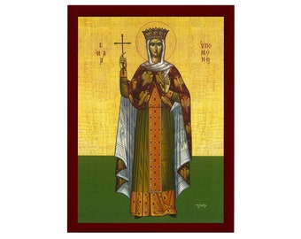 Saint Ypomoni icon (Patience), Handmade Greek Orthodox icon of St Ypomoni, Byzantine art wall hanging icon plaque, religious gift
