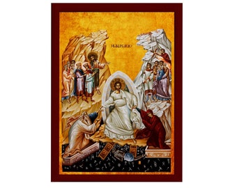 Resurrection Jesus Christ Pantocrator Orthodox Icon, Handmade Christian Wall Art on Wood, Byzantine Religious Gift, Home Decor