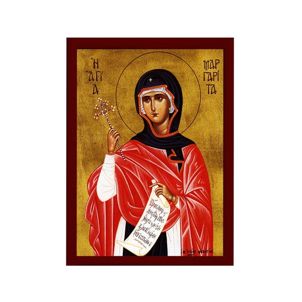 Die Ikone der Heiligen Margarete von Schottland, Handgemachte Christliche Wandkunst auf Holz, Byzantinisches Religiöses Geschenk, Wohnkultur