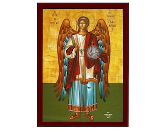 Aartsengel Michaël orthodox icoon, handgemaakte christelijke muurkunst op hout, Byzantijns religieus cadeau, woondecoratie