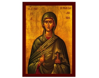 Orthodox icoon Maria Magdalena, christelijke houten muurkunst Maria van Magdala - België