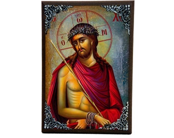 Icona ortodossa di Gesù Cristo Ninfi, sposo, opera d'arte cristiana da parete realizzata a mano su legno, regalo religioso bizantino, decorazione per la casa