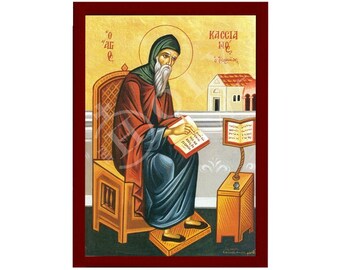 Saint Kassianos Orthodox Icon, Handmade Christian Wall Art on Wood, Byzantine Religious Gift, Home Decor