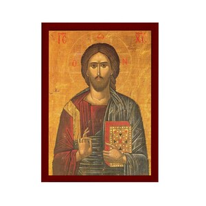 Jesus Christ Icon Pantocrator, Handmade Greek Orthodox Icon of Our Lord ...
