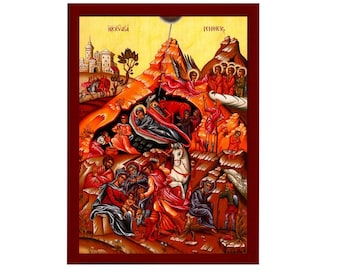Geboorte van Jezus Christus icoon, handgemaakt Grieks-orthodox icoon, Byzantijnse kunst muur hangende houten plaquette van de geboorte van onze Heer, religieus decor