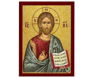 Icona ortodossa di Gesù Cristo, datore di vita, opera d'arte cristiana da parete realizzata a mano su legno, regalo religioso bizantino, decorazione per la casa.