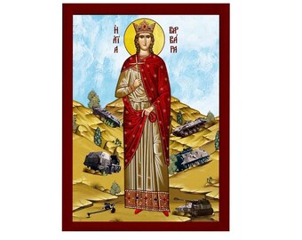 Icona ortodossa di Santa Barbara, opera d'arte cristiana da parete realizzata a mano su legno, regalo religioso bizantino, decorazione per la casa