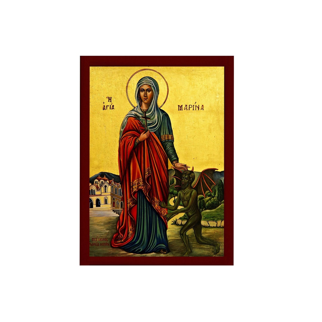 Saint Marina Icon, Handmade Greek Orthodox Icon of St Marina of Antioch