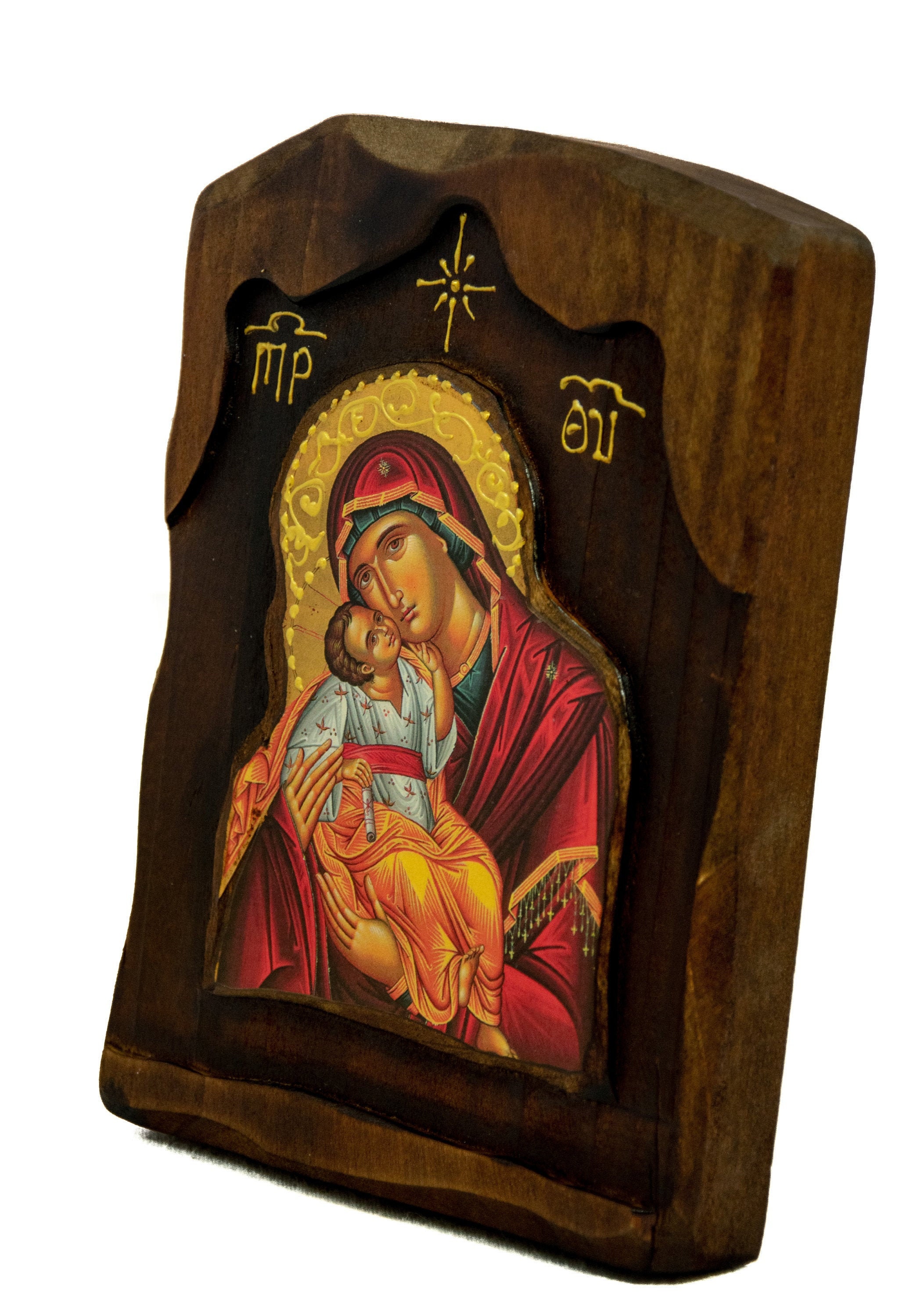 Virgin Mary Icon Panagia Glykophilousa Handmade Greek - Etsy