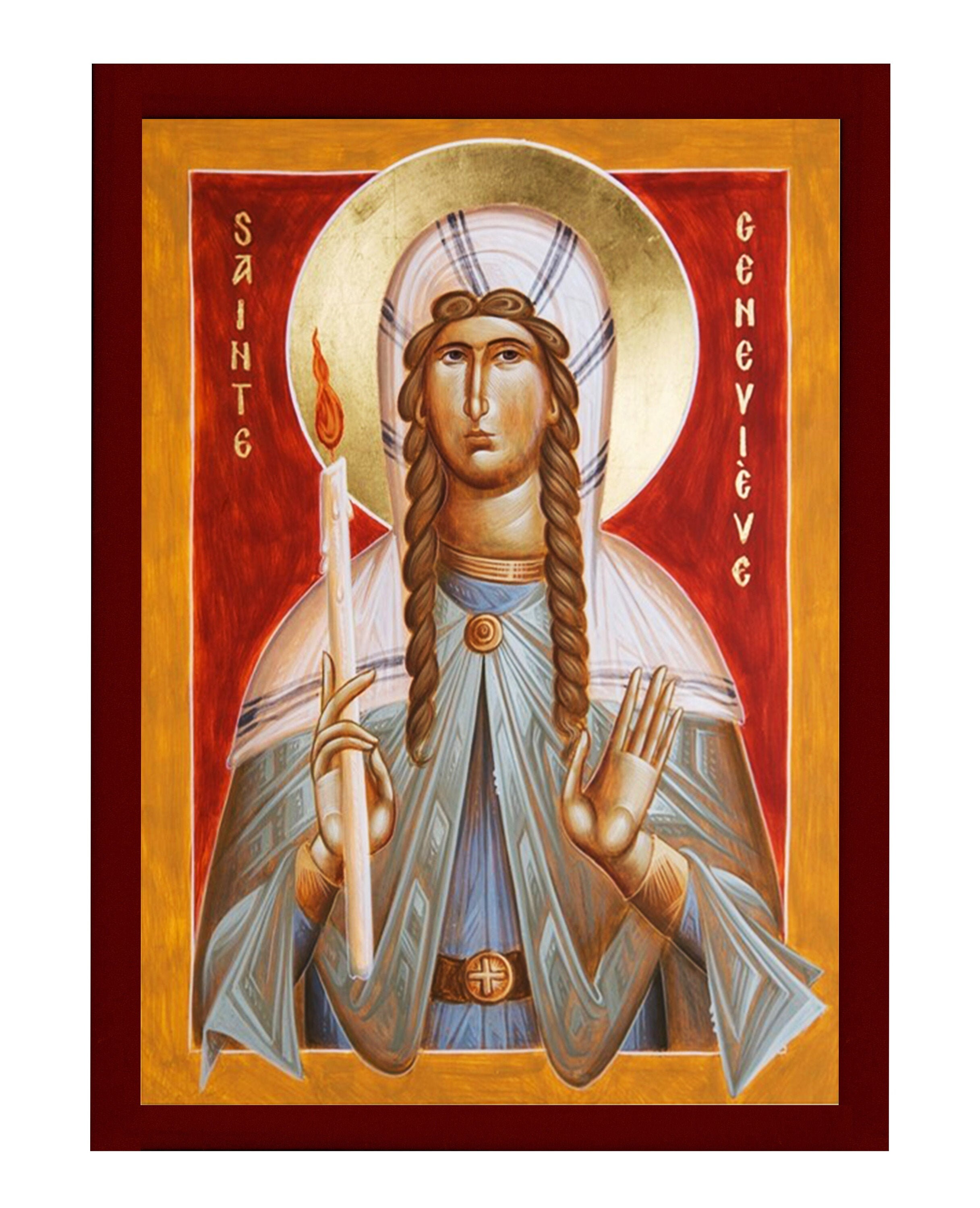 Saint Genevieve Icon Handmade Greek Orthodox Catholic Icon of Etsy