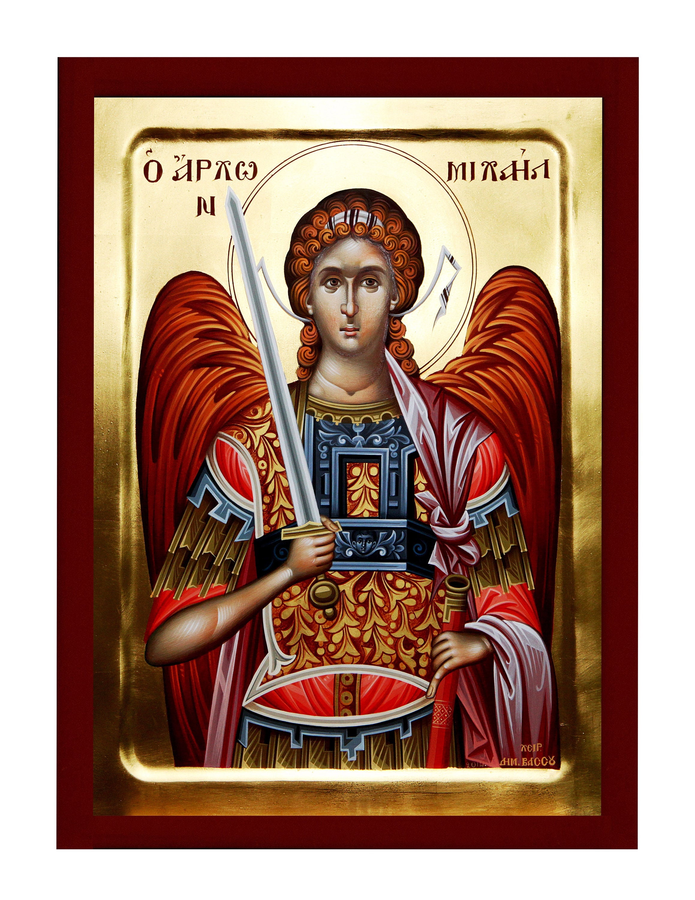 Archangel Michael Icon, Handmade Greek Orthodox Icon of St Michael