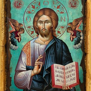 Jesus Christ Icon, Handmade Greek Orthodox Icon of Lord, Handmade ...