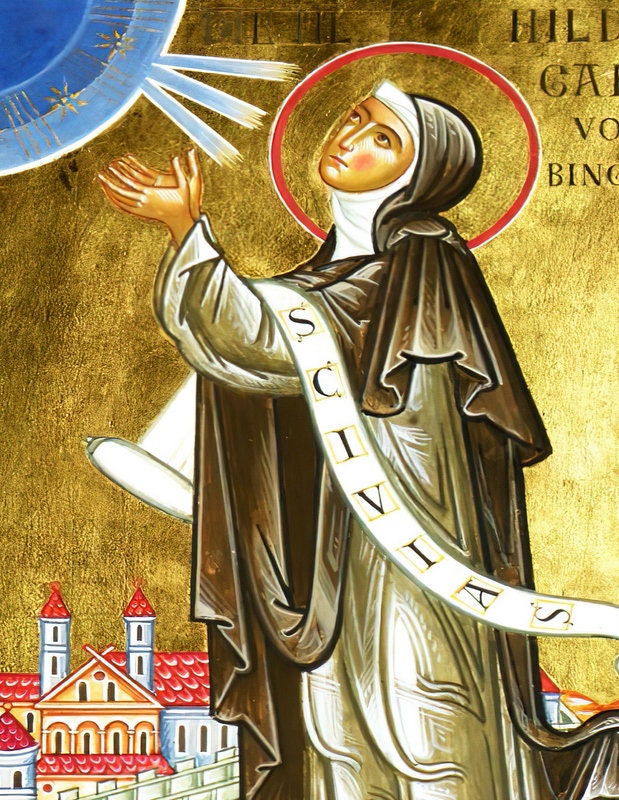 Saint Hildegard Catholic Icon, Handmade Christian Wall Art on Wood ...