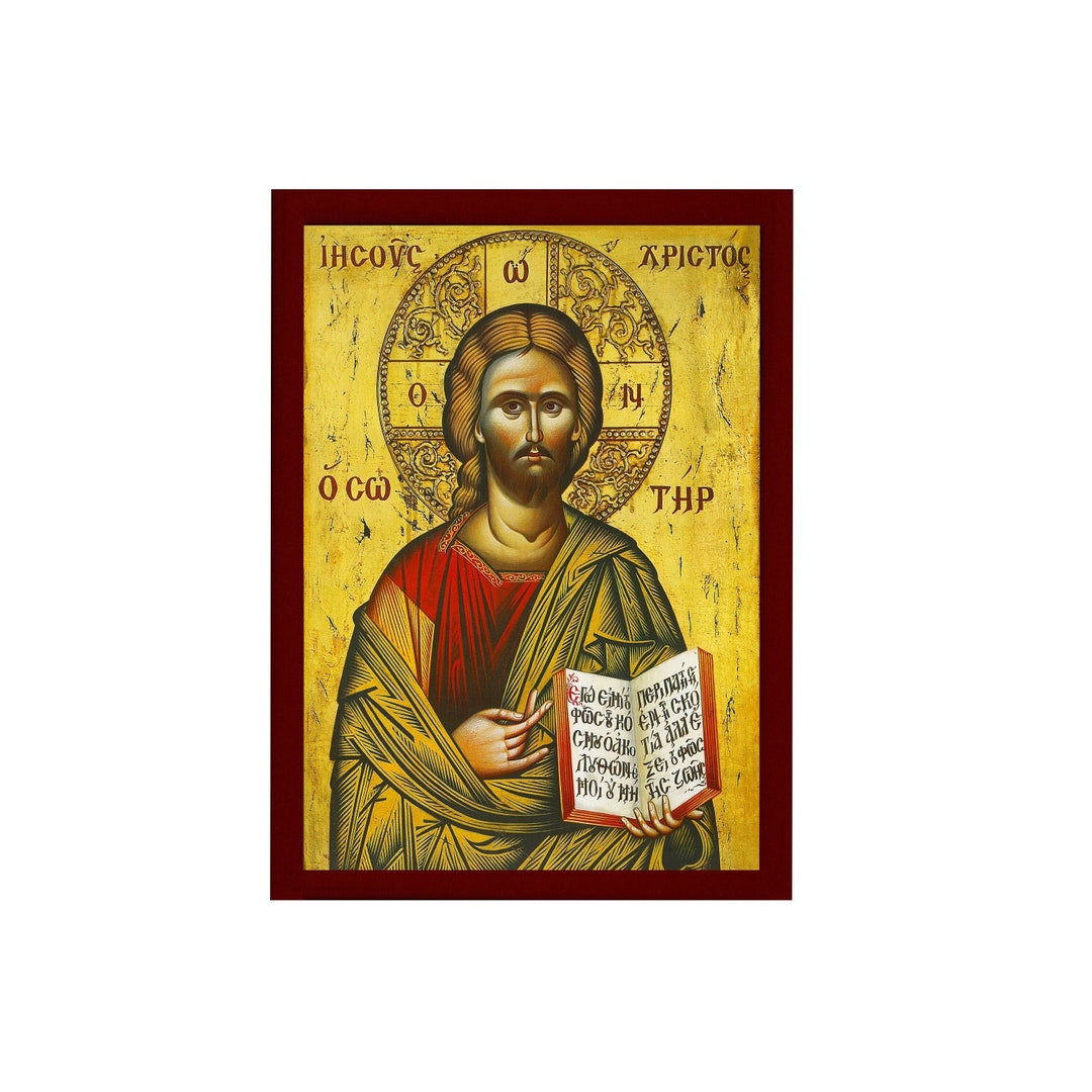 Jesus Christ Icon, Handmade Greek Orthodox Icon of Our Lord, Byzantine ...