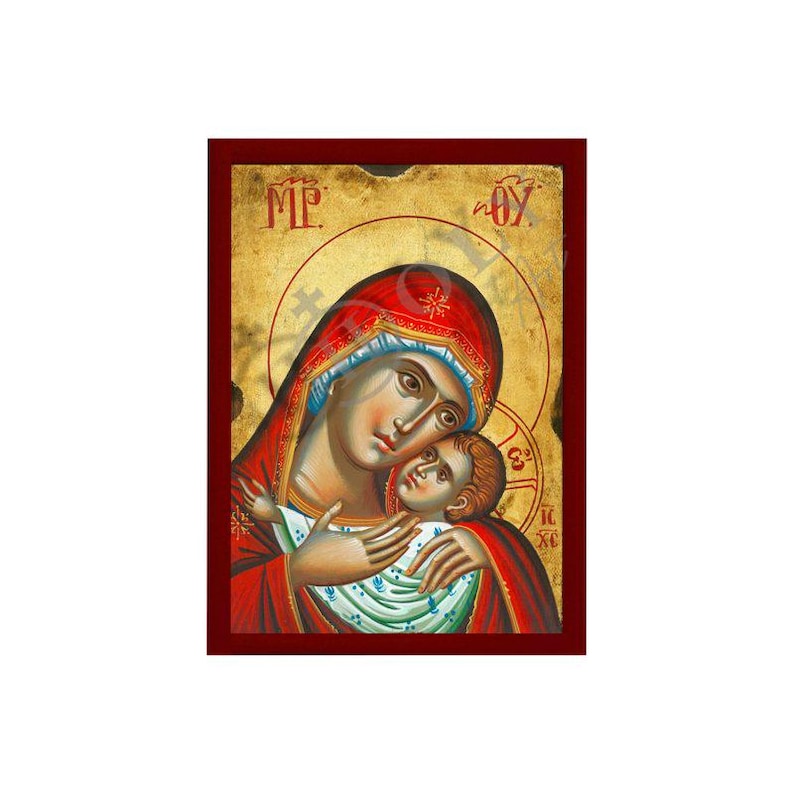 Virgin Mary Icon, Handmade Greek Orthodox Icon of Virgin Mary Panagia ...